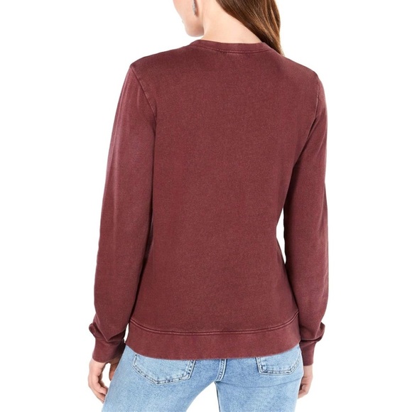 Lucky Brand Floral Pullover Sweatshirt In Wine - Picture 2 of 7